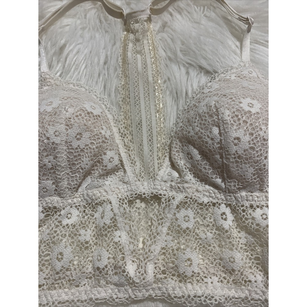 victoria secret small sexy bralette white lightly lined racerback floral pattern - Picture 3 of 9